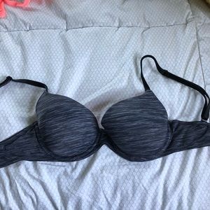 black and gray pink underwire bra